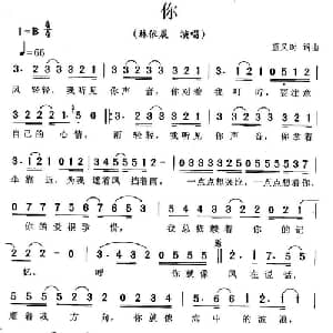 你_通俗唱法乐谱_词曲:蓝又时 蓝又时