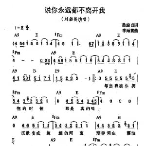说你永远都不离开我_通俗唱法乐谱_词曲:陈绮贞 李雨寰