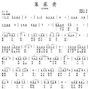 菜花黄_民歌简谱_词曲:黄明山 黄耀国