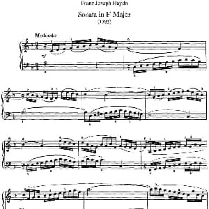 海顿 钢琴奏鸣曲 Hob XVI 47 in F major 钢琴谱 海顿