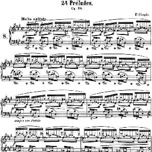 肖邦 24首钢琴前奏曲 Op.28 No.8 升F小调 钢琴谱 肖邦