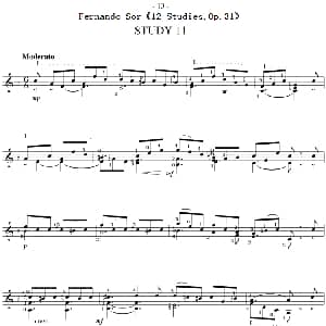 Fernando Sor 12 Studies,Op.31 吉他谱
