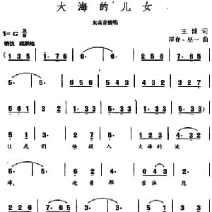 大海的儿女_美声唱法乐谱_词曲:王健 厚存 巫一