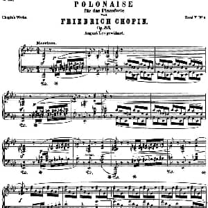 肖邦 波兰舞曲 英雄 Op.53 降A大调 Polonaise 钢琴谱 肖邦