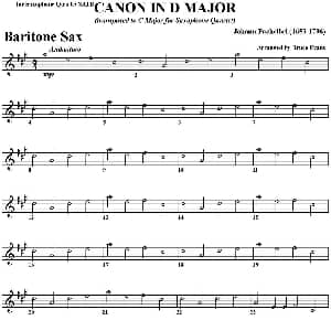 萨克斯谱 | CANON IN D MAJOR 四重奏 上低音萨克斯分谱