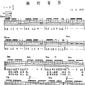 民族吉他弹唱 她的背影 吉他谱 王杰