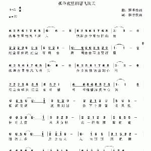 孤单夜里相思飞满天_通俗唱法乐谱_词曲:飘香夜雨 飘香夜雨