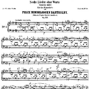 门德尔松无词歌Op.53 钢琴谱 门德尔松