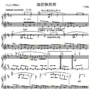 巴赫初级钢琴曲之十九 加伏特舞曲 钢琴谱