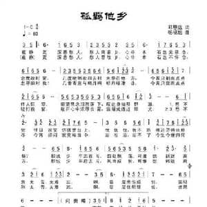 孤羁他乡_歌曲简谱_词曲:田宇 杨晓旭