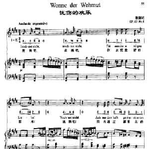 Wonne der Wehmut_外国歌谱_词曲:歌德 贝多芬曲 周文楠译配