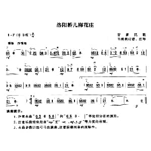 二胡谱 | 洛阳桥儿梅花庄 甘肃民歌 王莉莉订谱