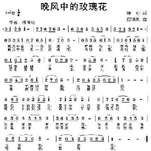 晚风中的玫瑰花_通俗唱法乐谱_词曲:诗心 应锡恩