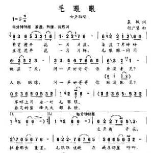 毛眼眼_民歌简谱_词曲:晨枫 付广慧