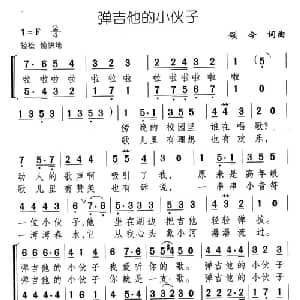 弹吉他的小伙子_通俗唱法乐谱_词曲:颂今 颂今