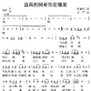 当兵的阿哥你在哪里_民歌简谱_词曲:阳金华 李军