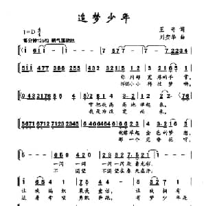 追梦少年_儿歌乐谱_词曲:王奇 刘安华