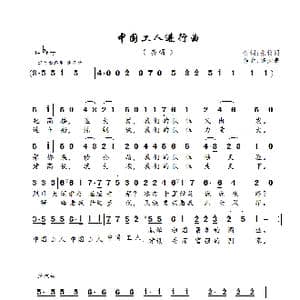 中国工人进行曲_歌曲简谱_词曲:张枚同 陈大春