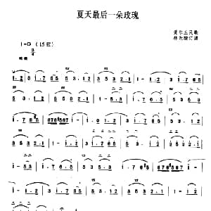 二胡谱 | 夏天最后一朵玫瑰 林光璇订谱版 爱尔兰民歌 林光璇订谱