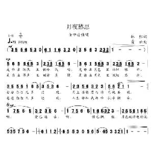 月夜愁思_通俗唱法乐谱_词曲:林红 贾云