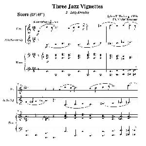 Three jazz vignettes 第二乐章 长笛中萨钢琴三重奏总谱