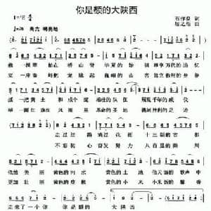 你是额的大陕西_民歌简谱_词曲:石作良 居之浩
