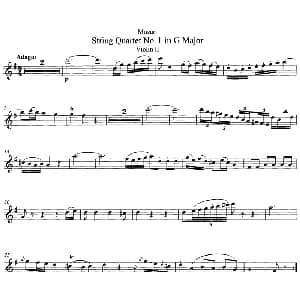 小提琴谱 | Mozart String Quartet No.1 in G Major,K.80 Violin Ⅱ分谱