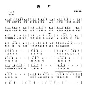 伤口_通俗唱法乐谱_词曲:陈建林 陈建林