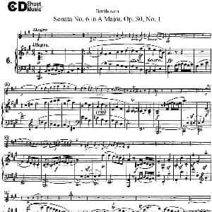小提琴谱 | Violin Sonata No.6 in A Major Op.30 No.1 小提琴 钢琴伴奏