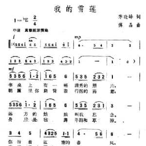 我的雪莲_民歌简谱_词曲:茅晓峰 傅晶