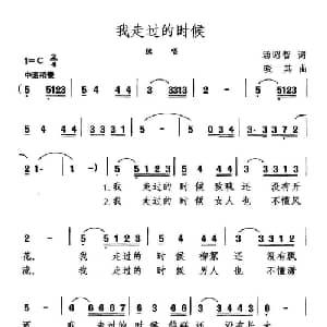 我走过的时候_通俗唱法乐谱_词曲:汤昭智 晓其