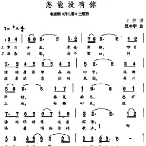 怎能没有你_通俗唱法乐谱_词曲:王健 温中甲