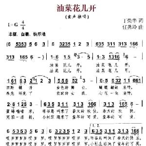 油菜花儿开_儿歌乐谱_词曲:丁荣华 任秀岭
