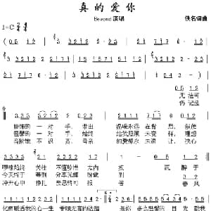 真的爱你_通俗唱法乐谱_词曲:小美 黄家驹