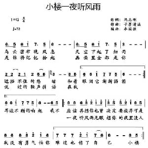 小楼一夜听风雨_通俗唱法乐谱_词曲:冯志刚 子墨清漓
