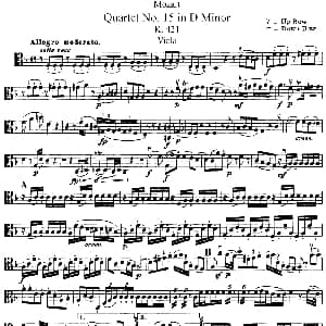 小提琴谱 | Mozart Quartet No.15 in D Minor,K.421 Viola分谱