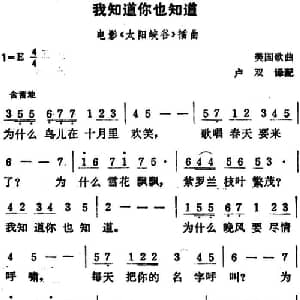 我知道你也知道 美国 _外国歌谱_词曲:卢双译配