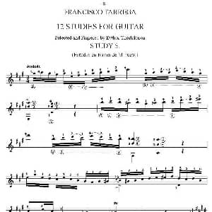 他雷加12首练习曲之5 吉他谱