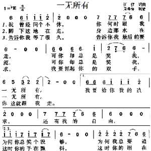 一无所有_歌曲简谱_词曲:崔健 崔健