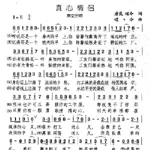 真心情侣_通俗唱法乐谱_词曲:唐岚 颂今 颂今