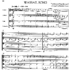 小提琴谱 | WASSAIL SONG 祝酒歌 弦乐四重奏
