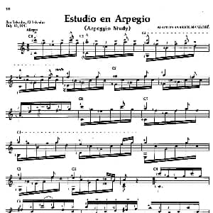Estudio en Arpegio 吉他谱 奥古斯汀 巴里奥斯 曼戈雷 Agustin Barrios Mangore