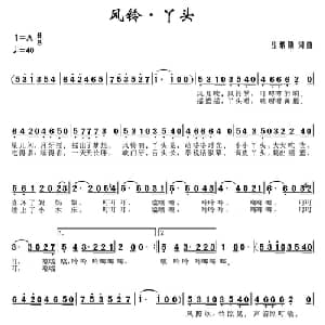 风铃 丫头_通俗唱法乐谱_词曲:张炳勋 张炳勋