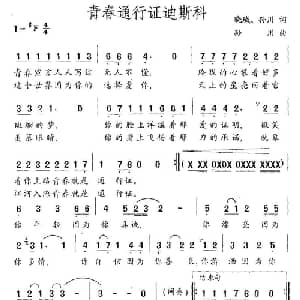青春通行证迪斯科_通俗唱法乐谱_词曲:晓城 孙川 孙川