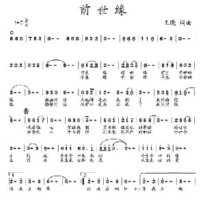 前世缘_通俗唱法乐谱_词曲:王晓 王晓