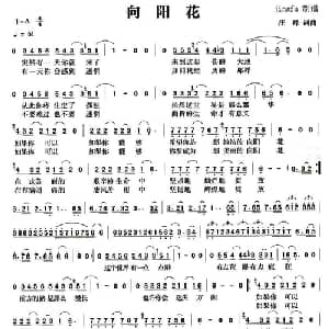 向阳花_通俗唱法乐谱_词曲:汪峰 汪峰