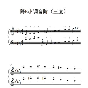 降B小调音阶 钢琴谱