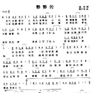 静静的_通俗唱法乐谱_词曲:林唯 梁介洋