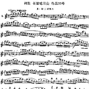 长笛曲谱 | 柯勒长笛练习曲作品33号 第一册 1 埃内斯托 柯勒 ERNESTO KOEHLER