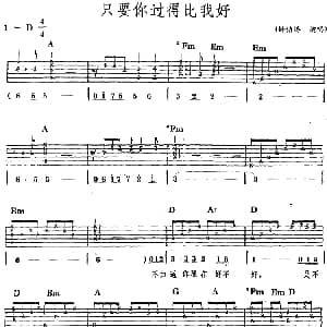 民族吉他弹唱 只要你过得比我好 吉他谱 钟镇涛